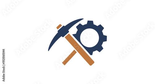 Pickaxe and Gear Icon Symbolizing Industry.