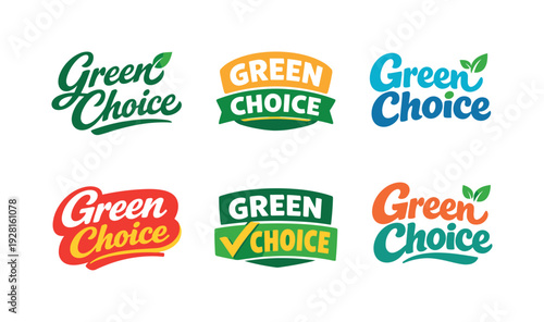 Clean modern holiday banner illustration displaying modern lettering logo set for Green Choice, professional logo-style