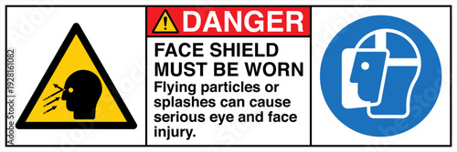 Safety sign DANGER FACE SHIEL...