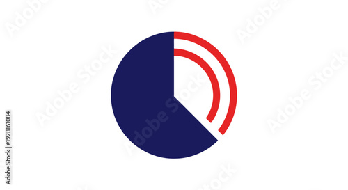 Pie chart graph with red arc.