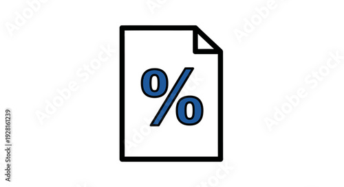 Percent sign on paper document.