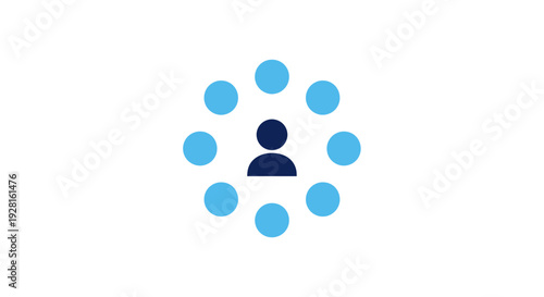 Person Surrounded by Blue Circles Icon.