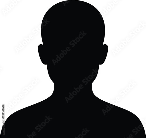 Vector silhouette of a human head and shoulders isolated on White Background
