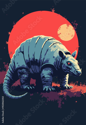 Armadillo rolled up, depicted as perfect chrome sphere panel lines background is solid matte black High tech industrial look Centered