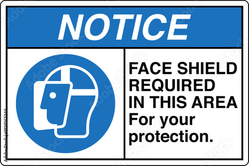 Safety sign NOTICE FACE SHIEL...