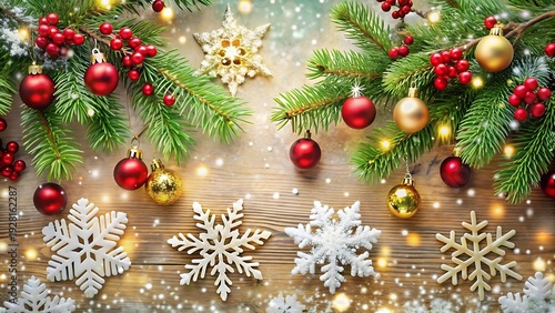 Wallpaper Mural Holiday Background With Snowflakes And Festive Decorations Torontodigital.ca