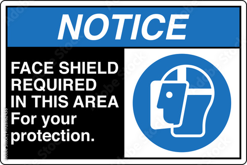 Safety sign NOTICE FACE SHIEL...