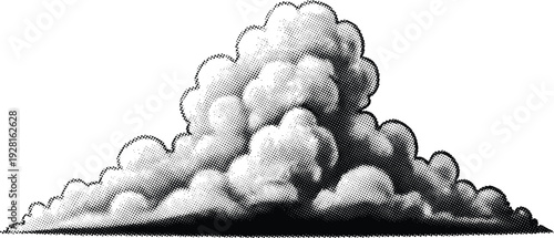 Smoke cloud explosion effect illustration, vintage engraving style dust blast black and white vector graphic