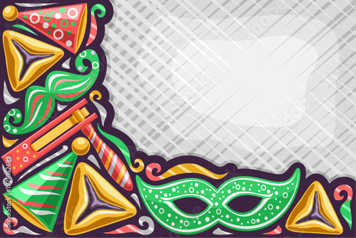 Vector greeting card for Purim holiday