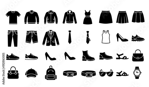 Clean Black Silhouette Fashion and Wardrobe Icon Collection