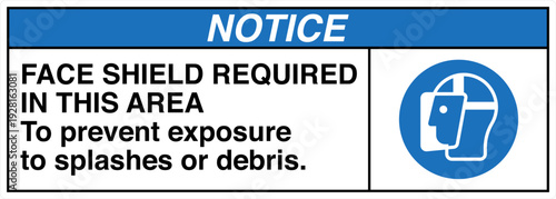 Safety sign NOTICE FACE SHIEL...