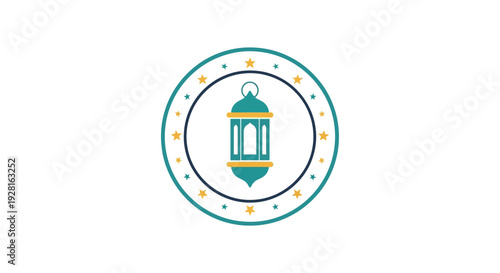 Ramadan lantern icon with crescent moon.