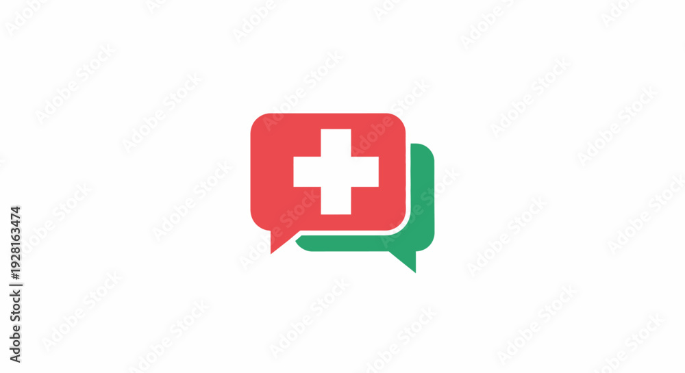 Obraz premium Red Speech Bubble with White Cross.