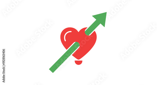 Red heart pierced by green arrow.