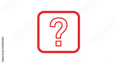 Red Question Mark Symbol on White Background.