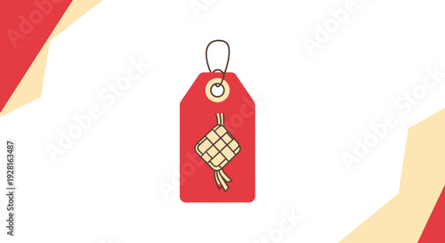 Red Tag with Gold Diamond Shape.