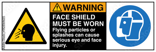 Safety sign WARNING FACE SHIE...