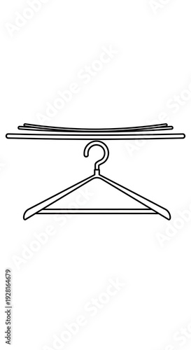Hanger with Clothes - Minimalist Line Art for Wardrobe Organization.
