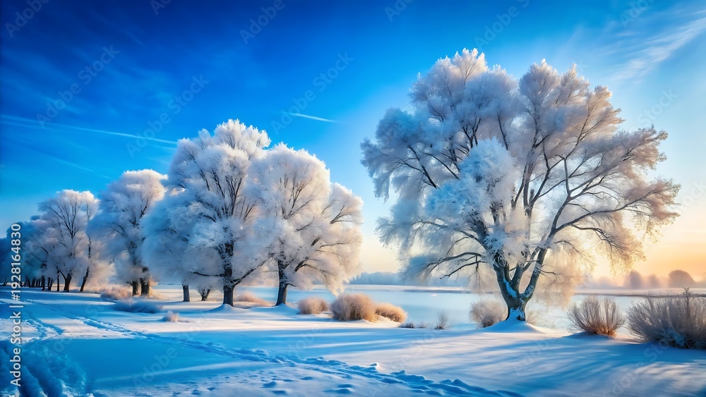 custom made wallpaper toronto digitalWinter Landscape With Frozen Trees And Blue Tones