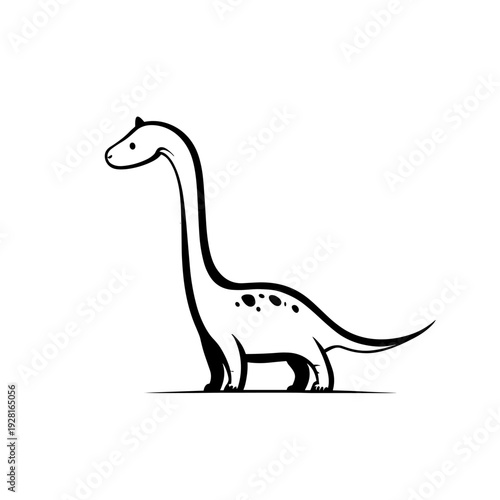 Apatosaurus. Apatosaurus simple black and white line art vector logo