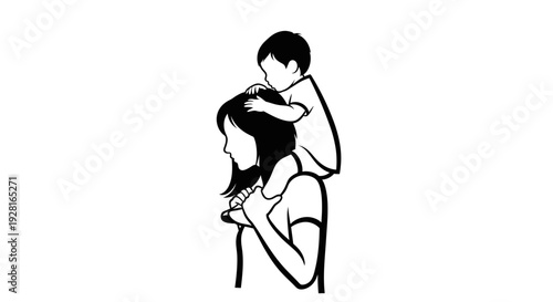 Tender moment between a man and a woman in a simple line drawing.