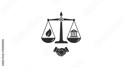 Scale of Justice with Hands Shaking.