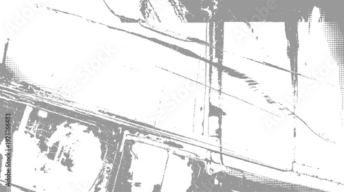 Grayscale abstract distressed texture with geometric patterns and scratches grunge