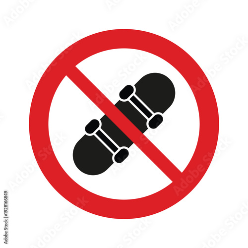 no skateboarding prohibition sign vector icon