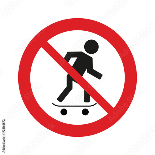 no skateboarding prohibition sign vector icon