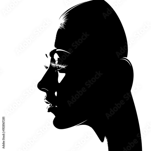 Elegant Silhouette Profile of a Woman in Dramatic Lighting.