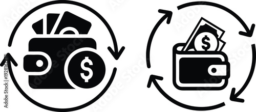 Wallet Cashflow Circular Arrow Vector Icon