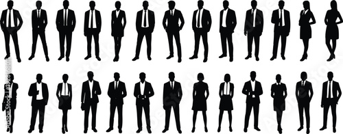 Collection of business people silhouettes standing confident corporate professionals team concept