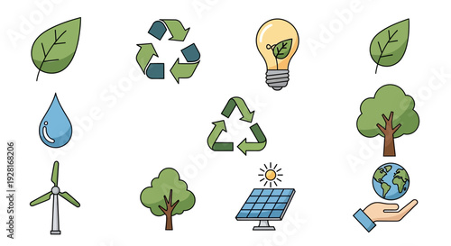 Eco Friendly Symbols for Sustainable Living.