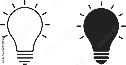 Light bulb icon outline and solid idea creativity innovation concept illustration