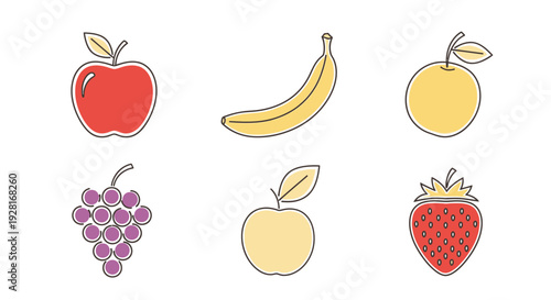 Fresh Fruit Illustrations Apple Banana.