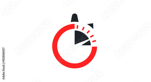 Stopwatch timer icon with red circle.