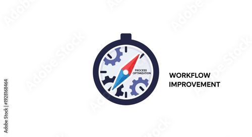 Stopwatch with Gears and Workflow Improvement Text.