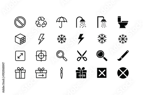 Collection of icons representing various symbols for activities and objects