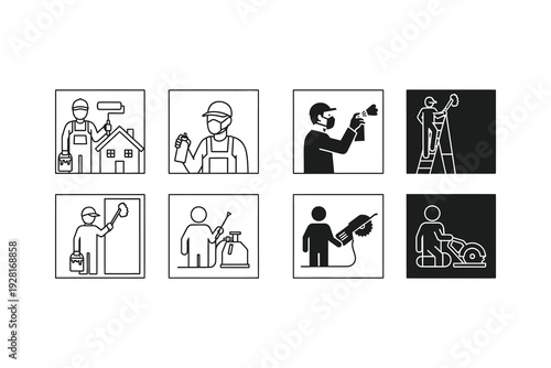 Illustrations depicting various professional and service occupations in a simplified manner