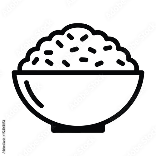 Steaming hot bowl of fluffy cooked rice served ready to eat