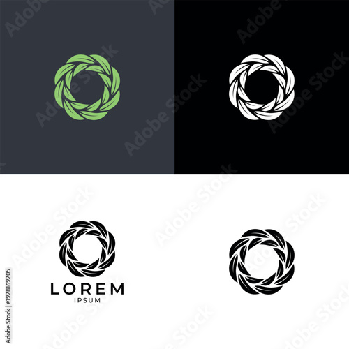 Abstract Circular Leaf Eco Logo Set Vector Design