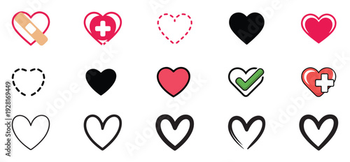 Love, Healthcare, and Cardiology  Collection. vector illustration eps 10