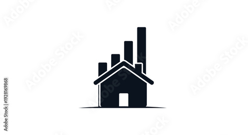 Simple Black House Factory Icon.