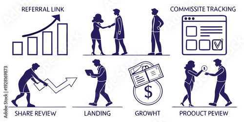 Illustration of a business process from idea to implementation and analysis Vector