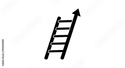 Simple Black Ladder Icon with Arrow.