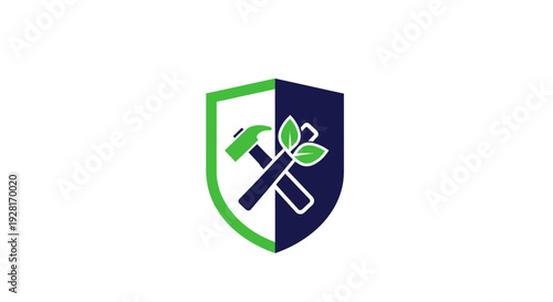 Free Download Shield with green leaf logo symbol. - GFXLoad