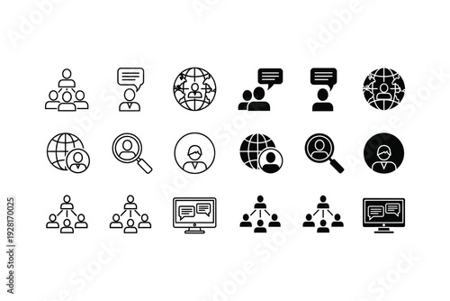 Collection of icons representing digital communication and collaboration tools