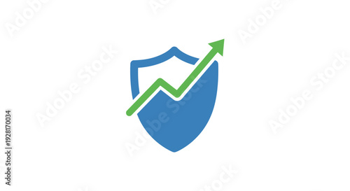 Shield with green growth arrow icon.