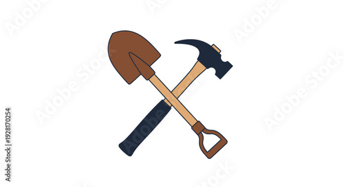 Shovel and pickaxe tools crossed over.