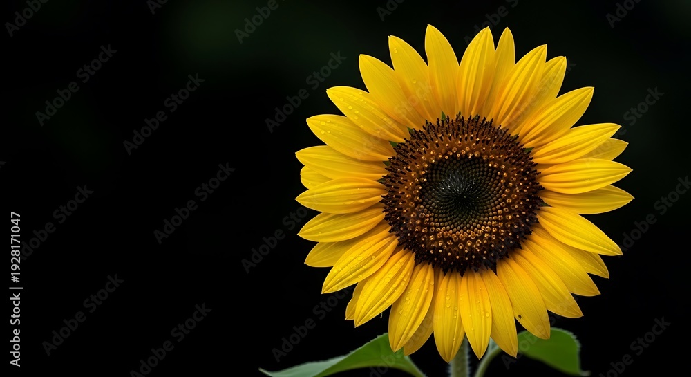 Fototapeta premium Radiant Sunflower Bloom Against a Dark Backdrop.